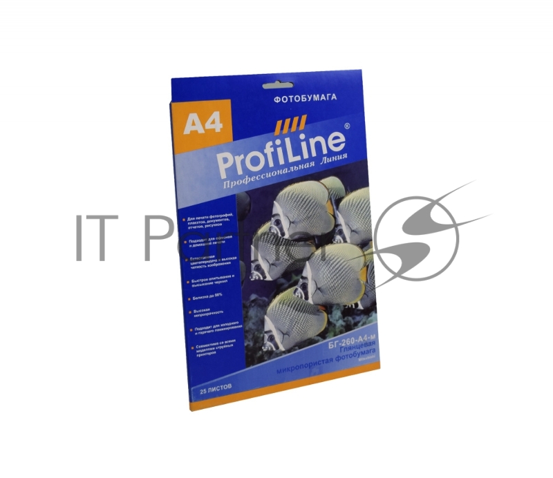 БГ-260-А4-м-25 Фотобумага микропористая глянцевая ProfiLine 260 г/м2, А4, 25 л, 5760 dpi (Mi)