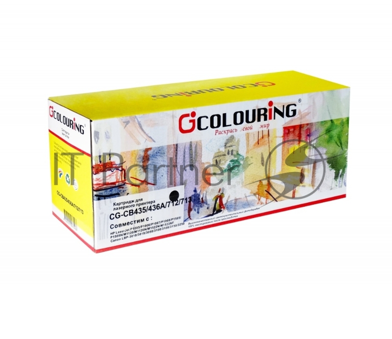 Картридж лазерный Colouring CG-CB435/436A/712/713 черный (2000 стр.) для принтеров HP LJ P1005/P1006/P1007/P1008/P1505/P1505N/M1120/M1120N/M1522N/M1522NF Canon LBP-3010/3018/3050/3100/3108/3150/3250