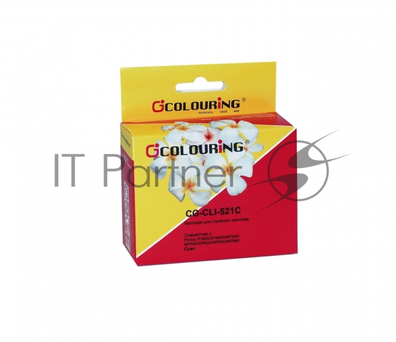 Картридж струйный Colouring CG-CLI-521C голубой с чипом водный (9 мл) для Canon IP3600/IP4600/MP540/MP550/MP620/MP630/MP980