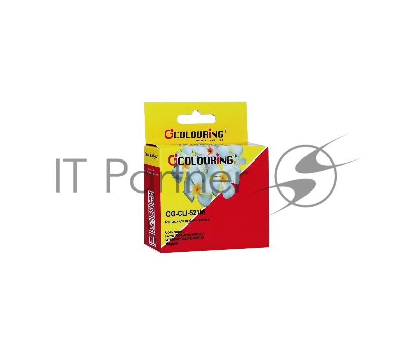 Картридж струйный Colouring CG-CLI-521M пурпурный с чипом водный (9 мл) для Canon IP3600/IP4600/MP540/MP550/MP620/MP630/MP980
