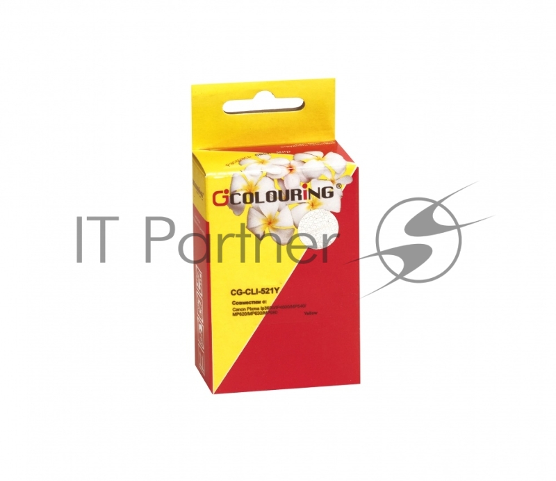 Картридж струйный Colouring CG-CLI-521Y желтый с чипом водный (9 мл) для Canon IP3600/IP4600/MP540/MP550/MP620/MP630/MP980