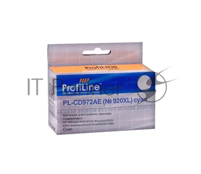Картридж струйный ProfiLine PL-CD972AE №920XL для принтеров HP officejet 6000/6500/7000 Cyan водн
