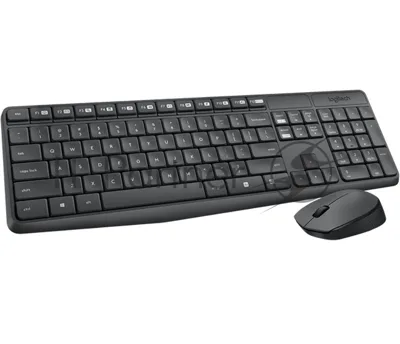 Комплект клавиатура+мышь Logitech MK235 беспроводной, USB, 1000 DPI, серый (заводская гравировка)