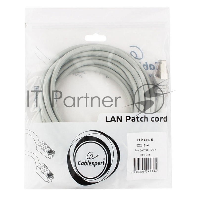 Патч-корд FTP Cablexpert cat.6, 3м, литой, многожильный, серый