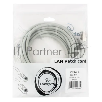 Патч-корд FTP Cablexpert cat.6, 3м, литой, многожильный, серый