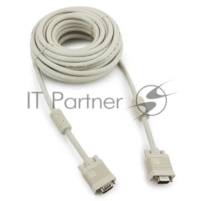 Кабель Gembird/Cablexpert VGA Premium, 15M/15M, 10м, серый, тройной экран, феррит.кольца