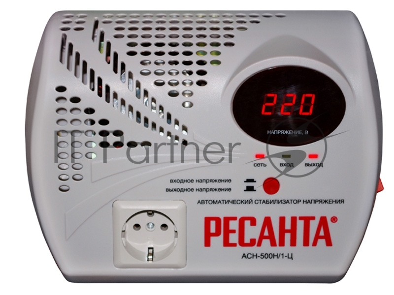 Стабилизатор напряжения Ресанта АСН- 500 Н/1-Ц 63/6/9 Стабилизатор 220В±8%, Габариты 260х200х110, Вес 2,6кг