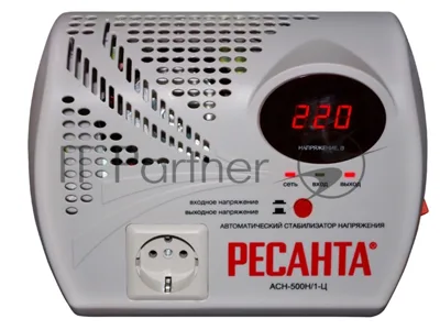 Стабилизатор напряжения Ресанта АСН- 500 Н/1-Ц 63/6/9 Стабилизатор 220В±8%, Габариты 260х200х110, Вес 2,6кг