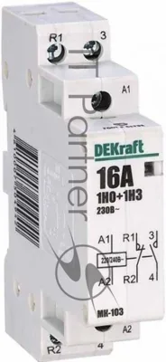 Модульный контактор 1НО+1НЗ 16А 230В МК-103 DEKraft