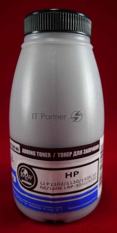 Тонер HP LJ P1102/1120/1505/22/66/1606 LBP-3010/3250 (фл.100г) B&W Premium фас России