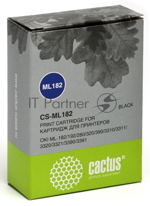 Картридж матричный Cactus CS-ML182 черный, 8мм, 1.6м, 2 400 000 знаков, для OKI ML-182/192/280/320/390