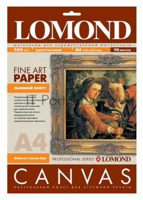 Холст Lomond 0908411 A4/300г/м2/10л./белый матовое лен для струйной печати