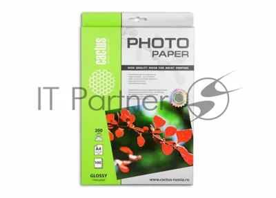 Фотобумага Cactus CS-GA4200100 A4/200г/м2/100л. глянцевая для струйной печати