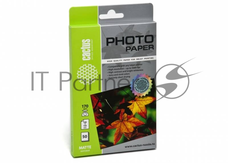 Фотобумага Cactus CS-MA617050 A6/170г/м2/50л. матовая для струйной печати