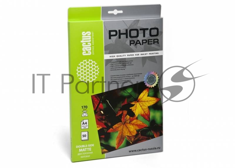 Фотобумага Cactus CS-MA417050DS матовая двусторонняя A4 170 г/м2 50 листов