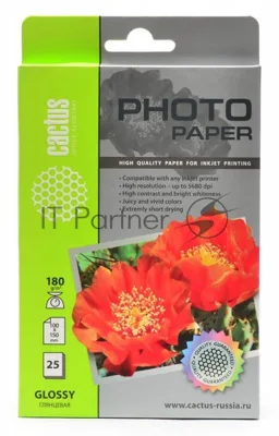 Фотобумага Cactus CS-GA618025 глянцевая A6 180 г/м2 25 листов