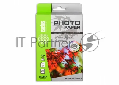 Фотобумага Cactus CS-GA6230100 A6/230г/м2/100л. глянцеваядля струйной печати