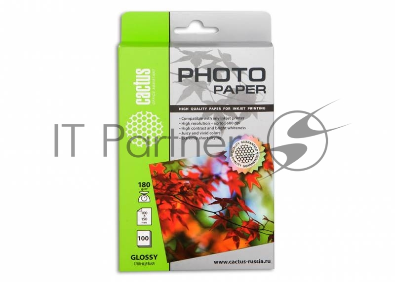 Фотобумага Cactus CS-GA6180100 A6/180г/м2/100л. глянцевая для струйной печати