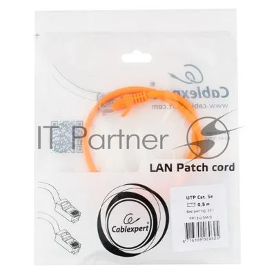 Патч-корд UTP Cablexpert PP12-0.5M/O cat.5e, 0.5м, литой, многожильный, оранжевый