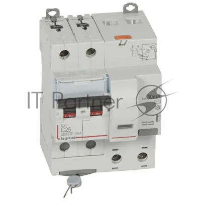 Выключатель автоматический дифференциального тока DX3 2П C 25А 30mA-AC 4М АВДТ DX3 2П C 25А 30mA-AC 4М