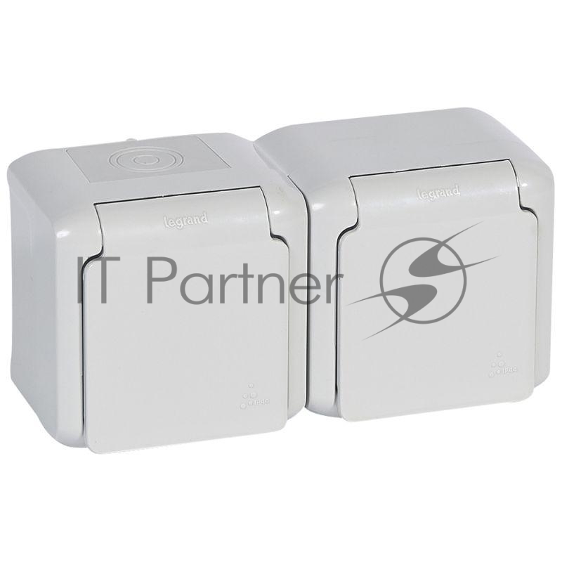 Legrand Legrand 782353 Розетка двойная с заземлением шторок IP44 (Серый)