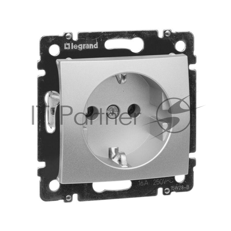 Розетка электрическая Legrand 770120 Valena с заземлением (алюминий)