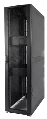 Шкаф серверный ПРОФ напольный 42U (600x1200) дверь перфорированная 2 шт., черный, в сборе, ШТК-СП-42.6.12-44АА-9005