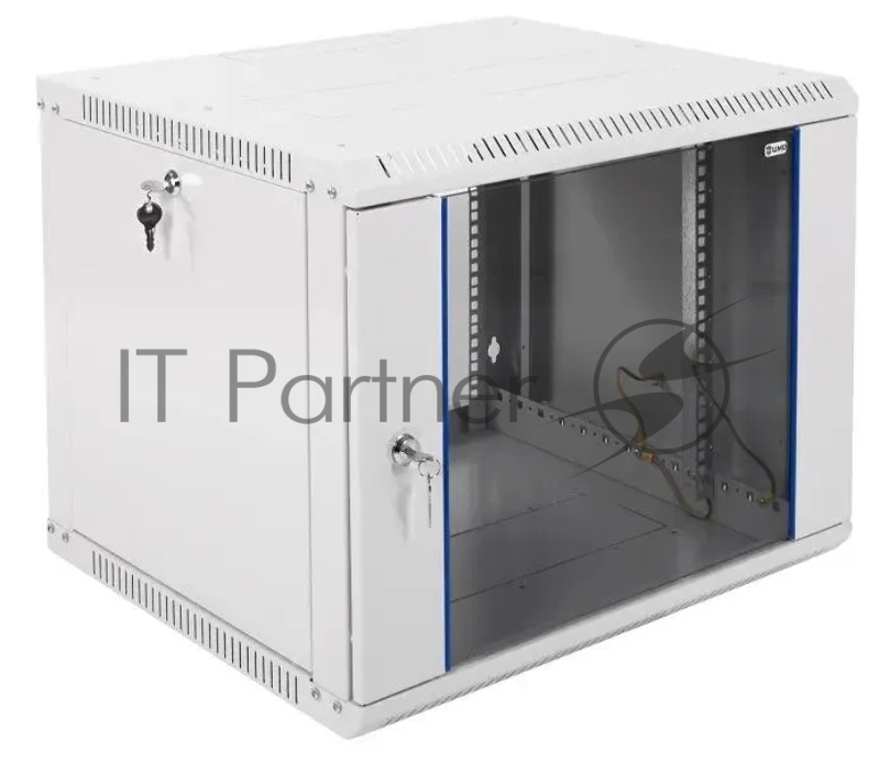 Шкаф настенный ЦМО ШРН-Э-9.500 9U 600x520 мм пер. дв. стекл несъемные бок. пан. серый