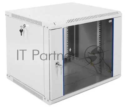 Шкаф настенный ЦМО ШРН-Э-9.500 9U 600x520 мм пер. дв. стекл несъемные бок. пан. серый