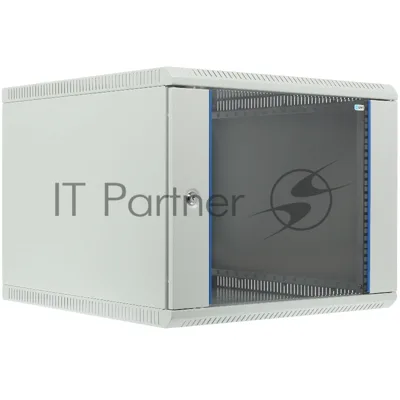 Шкаф настенный ЦМО ШРН-Э-9.650 9U 600x650мм пер.дв.стекл несъемные бок.пан. серый