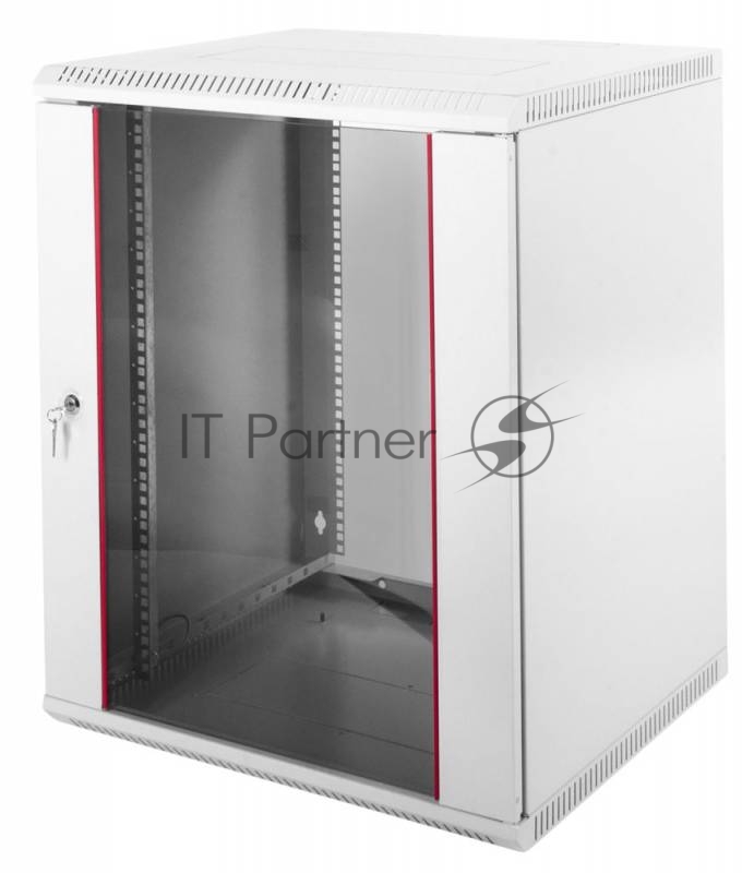 Шкаф телеком. настенный разборный 15U (600х650) дверь стекло, серый RAL 7035