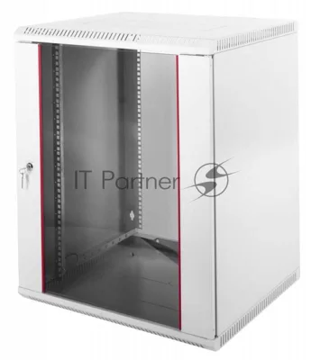 Шкаф телеком. настенный разборный 15U (600х650) дверь стекло, серый RAL 7035