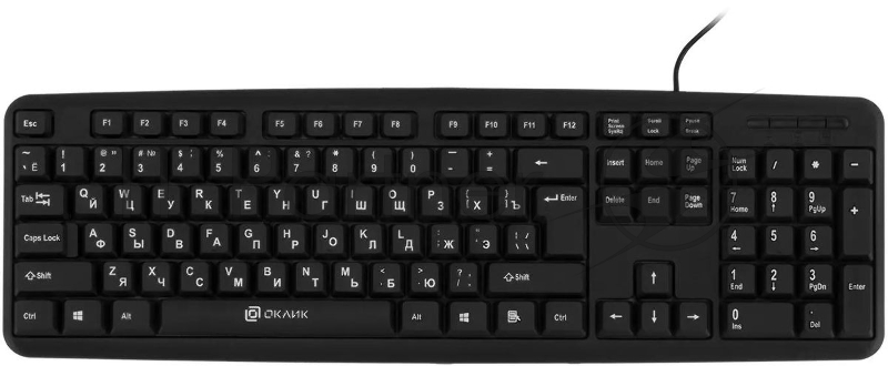 Клавиатура Oklick 180M проводная, USB Type-A, чёрный
