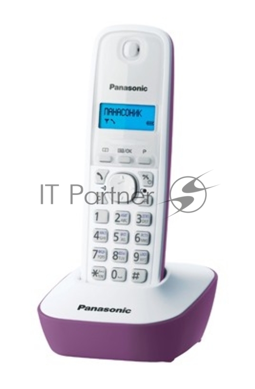 Телефон беспроводной (DECT) Panasonic KX-TG1611RUF (сиреневый) АОН, Caller ID,12 мелодий звонка,подсветка дисплея,поиск трубки