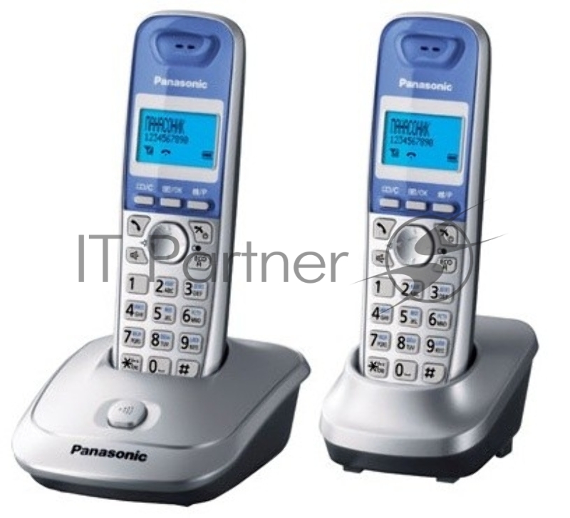Телефон беспроводной (DECT) Panasonic KX-TG2512RUS (серебристый) Доп трубка в комплекте,АОН, Caller ID,спикерфон на трубке,полифония