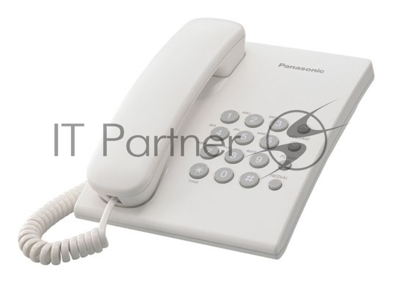 Телефон проводной Panasonic KX-TS2350RUW белый повтор номера, регул-ка громкости, кр.на стену