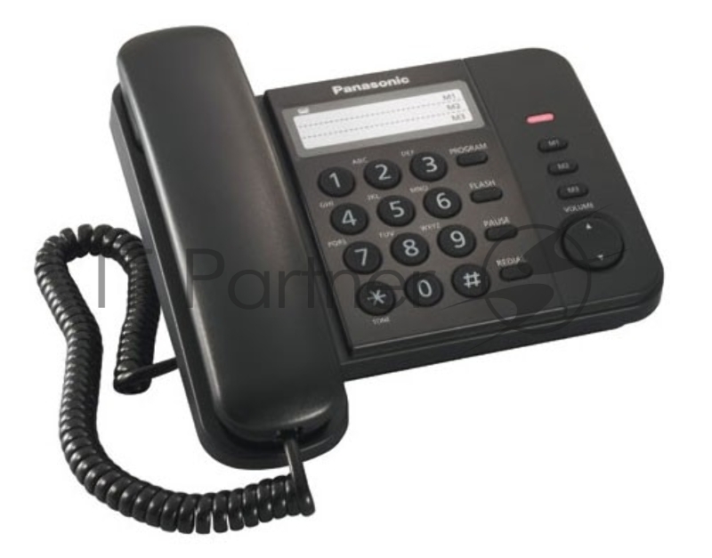 Телефон проводной Panasonic KX-TS2352RUB черный индикатор вызова,порт для доп. телеф. оборуд.,4 уровня громкости звонка
