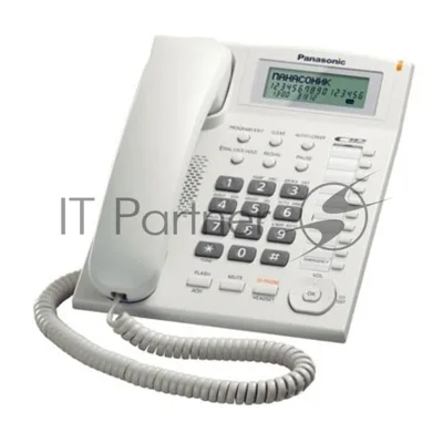 Телефон проводной Panasonic KX-TS2388RUW белый индикатор вызова,повторный набор последнего номера,4 уровня громкости звонка