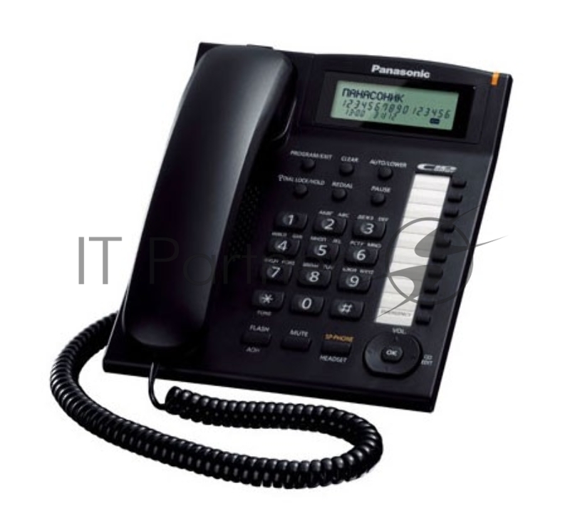 Телефон проводной Panasonic KX-TS2388RUB черный индикатор вызова,повторный набор последнего номера,4 уровня громкости звонка