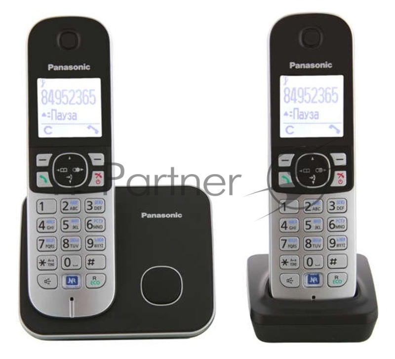 Телефон беспроводной (DECT) Panasonic KX-TG6812RU черный (труб. в компл.:2шт) АОН