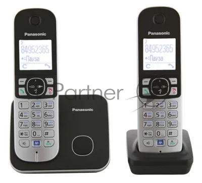 Телефон беспроводной (DECT) Panasonic KX-TG6812RU черный (труб. в компл.:2шт) АОН