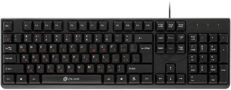 Клавиатура Oklick 100M HW3 проводная, USB Type-A, чёрный