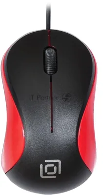 Мышь проводная Oklick 115S черный/красный, 1200 dpi, USB, кнопки - 3