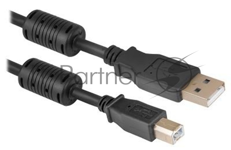 Кабель Defender USB04-10 PROКабель USB 2.0 для соед. 3.0м AM/BM, зол.конт, 2фер.фил.