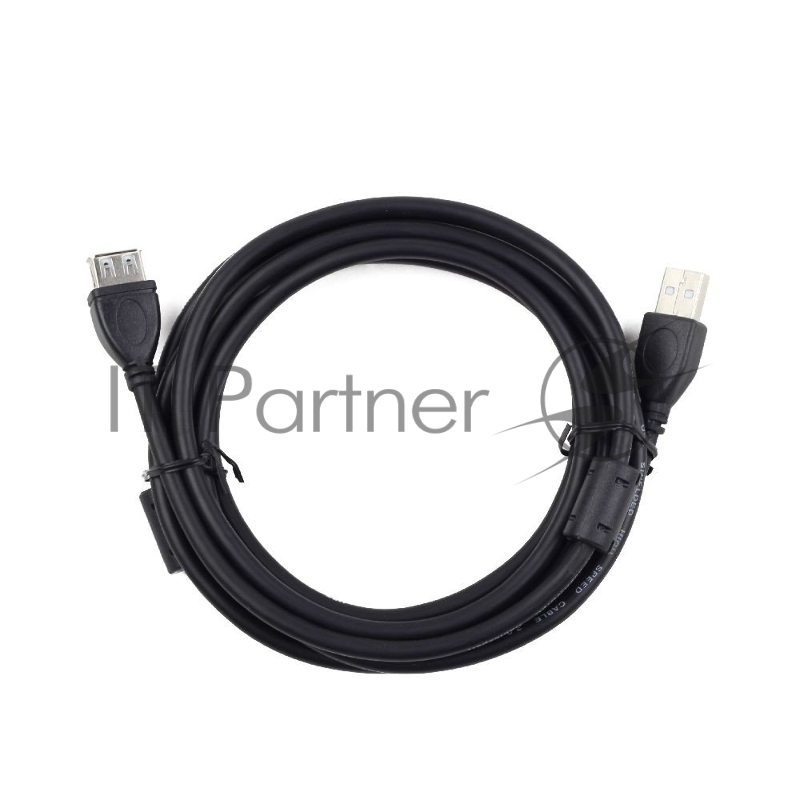 Кабель Gembird/Cablexpert USB 2.0 Pro AM/AF, 3м, экран, 2феррит.кольца, черный, пакет