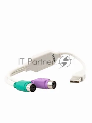 Кабель AM-2xPS/2 0.1м VCOM USB->2xPS/2 (адаптер для подключения PS/2 клавиатуры и мыши к USB порту), VUS7057