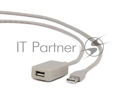 Кабель Gembird USB 2.0 удлинительный, активный 4.8м AM/AF, черный
