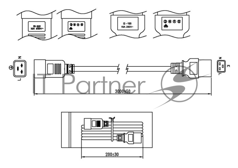 Кабель Hyperline PWC-IEC19-IEC20-1.8-BKКабель питания IEC 320 C19 - IEC 320 C20 (3x1.5), 1.8 м