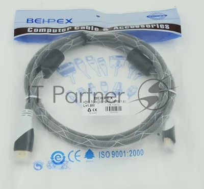 Кабель HDMI Ver.1.4 черный jack HDMI(19pin)/HDMI(19pin) 1.8м феррит.кольца позолоченные контакты