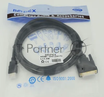 Кабель HDMI/DVI-D 3м SIEMAX 19M - DVI Dual Link, черный